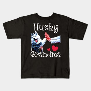 Husky Grandma Dog Mom Lover Kids T-Shirt